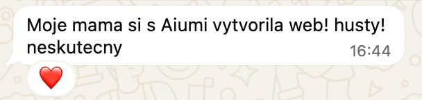 Zpráva: Moje mama si s Aiumi vytvorila web! husty! neskutecny